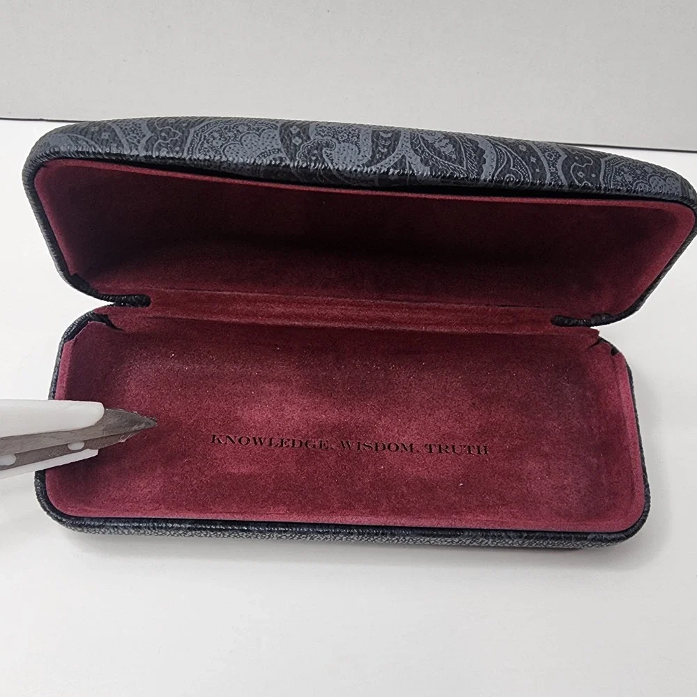 Robert Graham Hard Shell Eye Glasses Case floral Grey Pattern Red Inside W Quote